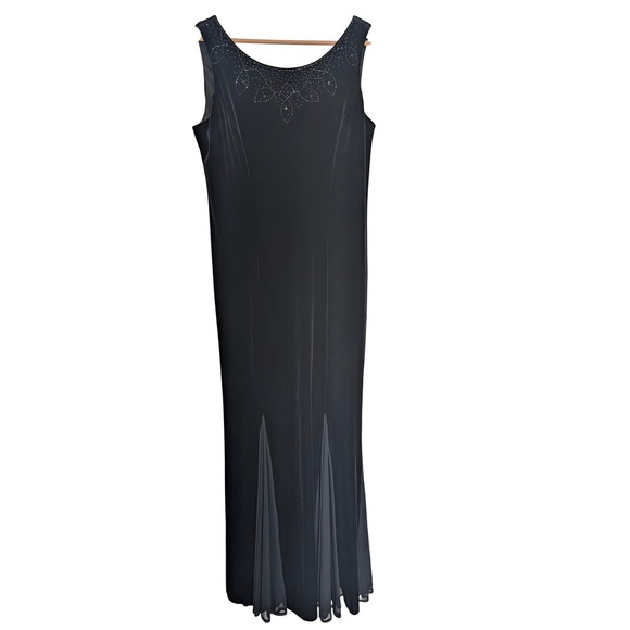 Sheri Martin Dresses & Skirts - Vintage 90s‎ Black Velvet Beaded Maxi Dress 8 Evening Going Out Elegant Witchy